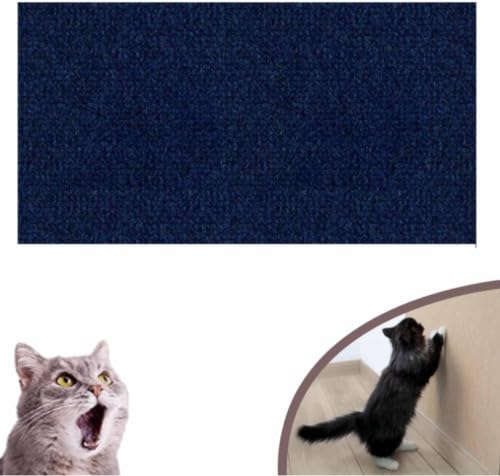 DIY Kletter-Katzenkratzer, zuschneidbarer Katzen-Wandkratzer, Selbstklebender Teppich, matt, an der Wand montierter Katzenkratzer, Katzen-Wandkletter-Klebetuch (Dark Blue, 30 * 100cm) von Cmeilau