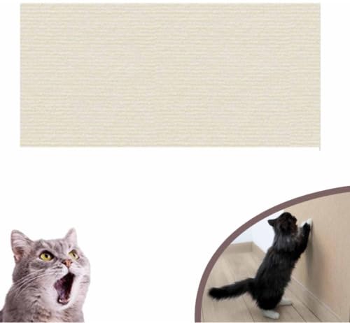 DIY Kletter-Katzenkratzer, zuschneidbarer Katzen-Wandkratzer, Selbstklebender Teppich, matt, an der Wand montierter Katzenkratzer, Katzen-Wandkletter-Klebetuch (White, 30 * 100cm) von Cmeilau