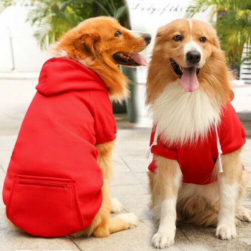 Winterwarmer Pullover für große Hunde, Hunde-Kapuzenpullover, leeres Hunde-Sweatshirt, einfarbige Haustierkleidung mit Tasche, Basic-Kapuzenpullover für kleine, mittelgroße und große Hunde von Cmeilau