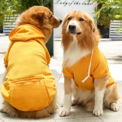 Winterwarmer Pullover für große Hunde, Hunde-Kapuzenpullover, leeres Hunde-Sweatshirt, einfarbige Haustierkleidung mit Tasche, Basic-Kapuzenpullover für kleine, mittelgroße und große Hunde von Cmeilau