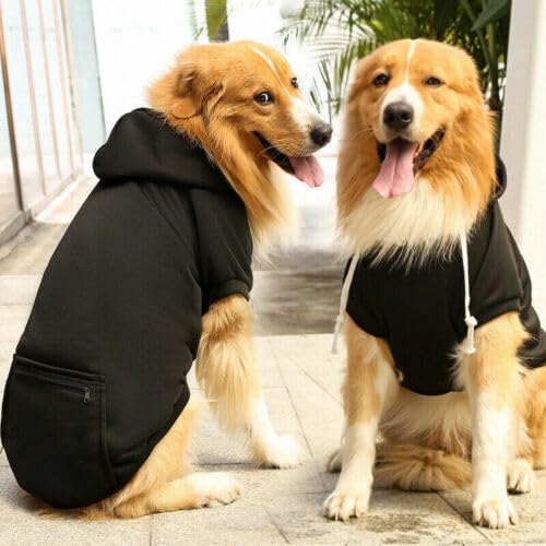 Winterwarmer Pullover für große Hunde, Hunde-Kapuzenpullover, leeres Hunde-Sweatshirt, einfarbige Haustierkleidung mit Tasche, Basic-Kapuzenpullover für kleine, mittelgroße und große Hunde von Cmeilau