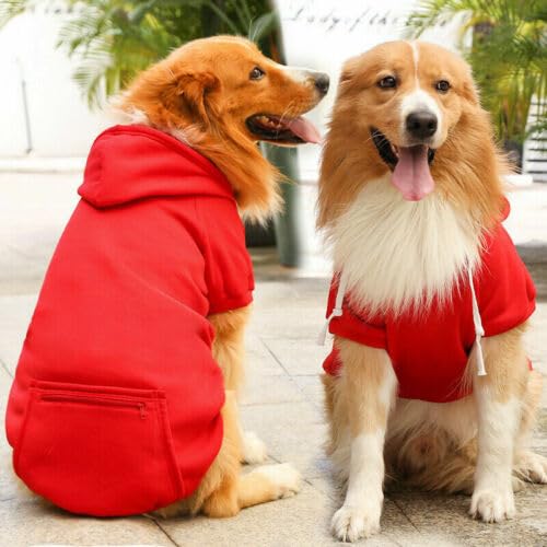 Winterwarmer Pullover für große Hunde, Hunde-Kapuzenpullover, leeres Hunde-Sweatshirt, einfarbige Haustierkleidung mit Tasche, Basic-Kapuzenpullover für kleine, mittelgroße und große Hunde Winterwarmer Pullover für große Hunde, Hunde-Kapuzenpullover, leeres Hunde-Sweatshirt, einfarbige Haustierkleidung mit Tasche, Basic-Kapuzenpullover für kleine, mittelgroße und große Hunde von Cmeilau