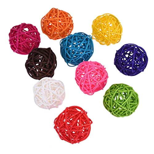 Cndiyald 10pcs Rattan -Kaubälle - Papageienspielzeug für Vögel, DIY -Käfig -Dekor (zufällige Farben) von Cndiyald