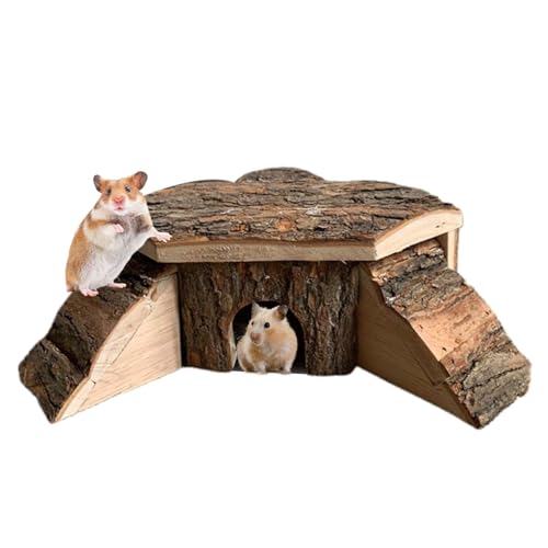 Cndiyald Holz Hamster Haus kleine Haustiere Versteck Zwerg Hamster Spielzeughütte Käfig Schlafkabine für Chinchilla Ratte Gerbil Maus Hamster Versteck Haus von Cndiyald