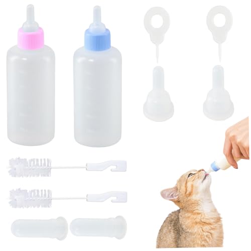 Cndiyald Kätzchenflasche Fütterungskit, kleine Kätzchenflasche mit Reinigungsbürste und Ersatznippeln für Neugeborene Haustiere Welpen Kaninchen kleine Tiere von Cndiyald