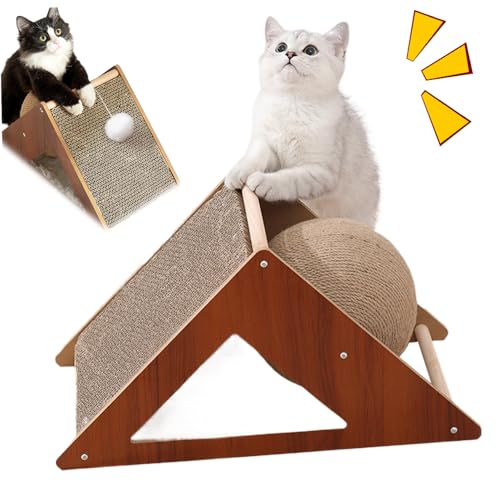 Katzenkratzerbrett mit Sisal rotierender Kugeldreieck robuster Holzkatze Kratzpad Katzenkratzerbrett mit Sisal rotierender Kugeldreieck robuster Holzkatze Kratzpad von Cndiyald