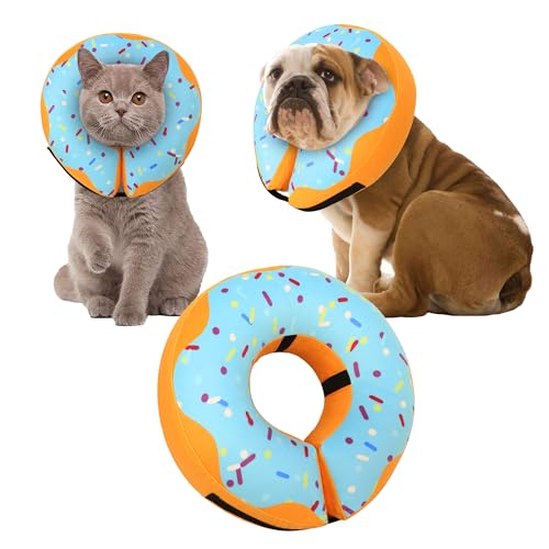 Donut-Halsband für Hunde und Katzen, aufblasbares Hundehalsband, Alternative nach Operationen, weicher Hundekegel für große, mittelgroße und kleine Hunde, verstellbares Donut-Halsband (blau, von Cneo