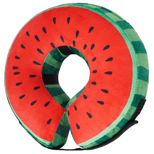 Genesungs-Donut-Halsband für Hunde und Katzen, aufblasbares Hundehalsband, Alternative nach Operationen, weicher Kegel für große, mittelgroße und kleine Haustiere (Wassermelone, groß) von Cneo