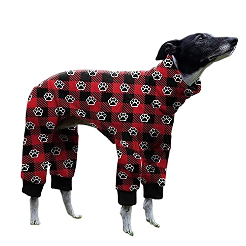 Cnkwei Hunde-Schlafanzug, mittelgroß, mit Pfotenabdruck, Windhund-Pyjama, Overall, Body von Cnkwei