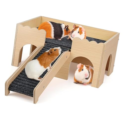 Cnrfeoap Hamsterhaus, Verstecke, Klettertreppe, Kleintier-Lebensraum, Naturholz, Spielhaus, Kauspielzeug für Zwerghamster, geräumiges Kleintier von Cnrfeoap