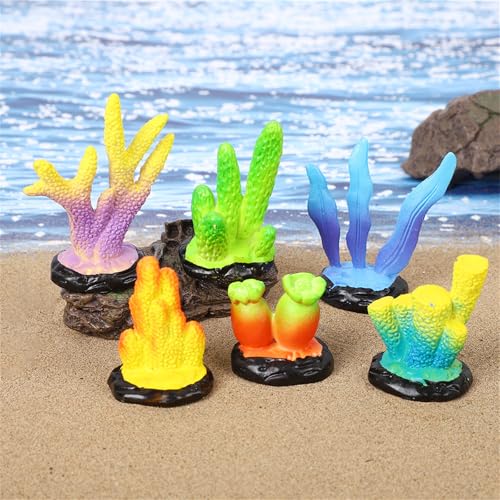 Cnrfeoap Künstliche Miniatur-Korallen für Aquarien, leuchtende Farben, realistische Harzkorallen, Aquarien, Landschaften, 6 Stück von Cnrfeoap