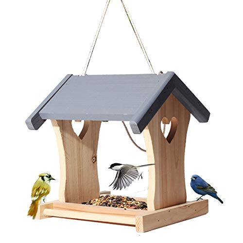 Vogelhaus zum Aufhängen aus wetterfestem Holz im Landhausstil - ideal für Papageien, Spatzen und andere Wildvögel - einfach zu reinigen und nachzufüllen von CoByda