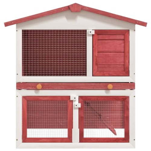 Coavain Kaninchenstall Rot und Weiß 94x60x98 cm Witterungsbeständig Kleintierstall Kleintiere Spielen Sich Frei Bewegen Unterhaltungsbereich Sicherheit Kleintiergehege Einfacher Zusammenbau von Coavain