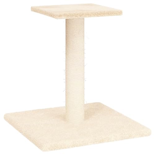 Coavain Kratzbaum mit Plattform Creme 34,5x34,5x38 cm Holz&Plüsch Klassische Katzenmöbel Mit Plattformen Indoor Tätigkeitsbereich für Haustiere Praktisches Design Katzen Entspannen von Coavain