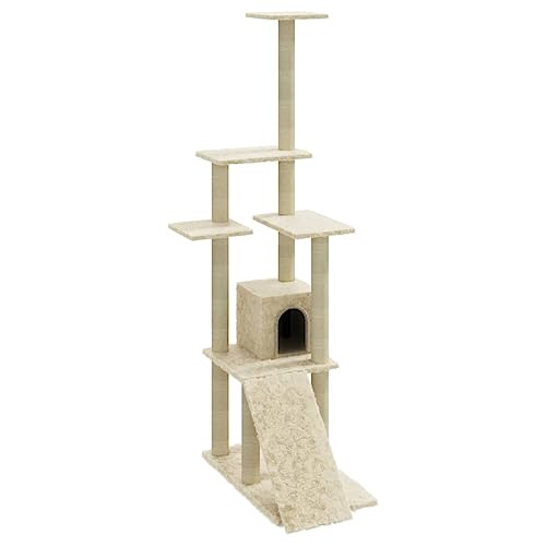 Coavain Kratzbaum mit Sisal-Kratzsäulen 54x73x155 cm Katzenmöbel Mit Plattformen Bequemer Plüsch Indoor Tätigkeitsbereich für Haustiere Katzen zum Kratzen Klettern Ausruhen Creme Holz&Plüsch Coavain Kratzbaum mit Sisal-Kratzsäulen 54x73x155 cm Katzenmöbel Mit Plattformen Bequemer Plüsch Indoor Tätigkeitsbereich für Haustiere Katzen zum Kratzen Klettern Ausruhen Creme Holz&Plüsch von Coavain