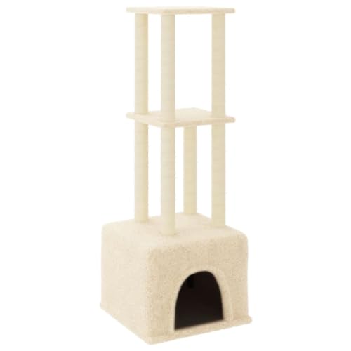 Coavain Kratzbaum mit Sisal-Kratzsäulen Creme 47,5x47,5x133,5 cm Holz&Plüsch Katzenmöbel Mit Plattformen Tätigkeitsbereich für Haustiere Weicher Plüsch Katzen zum Entspannen Kratzen Klettern Coavain Kratzbaum mit Sisal-Kratzsäulen Creme 47,5x47,5x133,5 cm Holz&Plüsch Katzenmöbel Mit Plattformen Tätigkeitsbereich für Haustiere Weicher Plüsch Katzen zum Entspannen Kratzen Klettern von Coavain