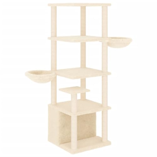 Coavain Kratzbaum mit Sisal-Kratzsäulen Creme 97x74,5x147 cm Holz&Plüsch Praktisches Design Katzenmöbel Weicher Plüsch Tätigkeitsbereich für Haustiere für Katzen zum Kratzen Krallenschärfen Coavain Kratzbaum mit Sisal-Kratzsäulen Creme 97x74,5x147 cm Holz&Plüsch Praktisches Design Katzenmöbel Weicher Plüsch Tätigkeitsbereich für Haustiere für Katzen zum Kratzen Krallenschärfen von Coavain