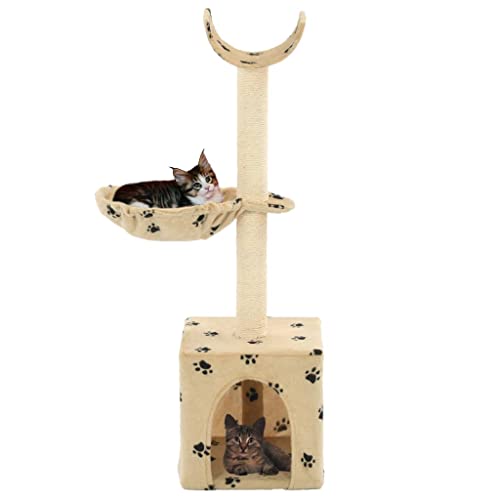 Coavain Kratzbaum mit Sisal-Säulen Beige mit Pfoten-Muster 30x30x105 cm Indoor Katzenmöbel Mit Aussichtsplattformen Ruhebereiche Plüschige Oberfläche Tätigkeitsbereich für Haustiere Coavain Kratzbaum mit Sisal-Säulen Beige mit Pfoten-Muster 30x30x105 cm Indoor Katzenmöbel Mit Aussichtsplattformen Ruhebereiche Plüschige Oberfläche Tätigkeitsbereich für Haustiere von Coavain