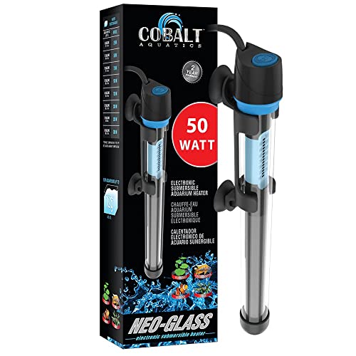 Cobalt Aquatics Neo-Glass Aquariumheizung, hergestellt in Europa, Aquariumheizung für Süß- oder Salzwassertanks, Schildkrötentankheizung, tauchfähiger Temperaturregler-Thermostat, 50 W von Cobalt Aquatics