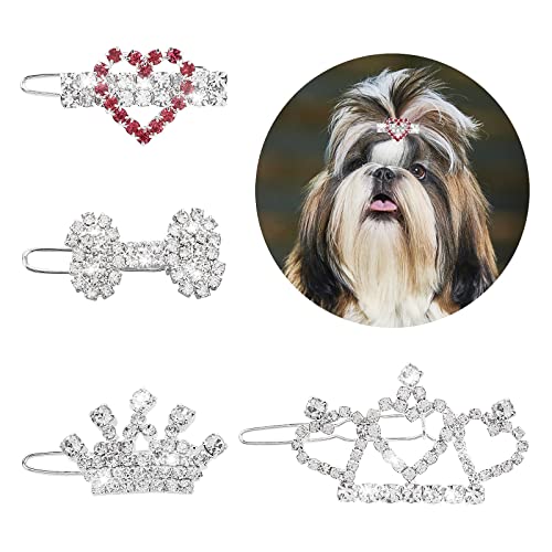 Cobee Bling Dog Crown Haarschmuck, 4 Stück Strass Hund Katze Haarspange von Cobee