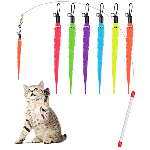 Cobee Katzenspielzeug Ersatz, 6 Stück pelzige Schwanzwürmer mit Glöckchen + Katzenangel Rutenspielzeug, Katzenstab Nachfüllungen, sortierte Teaser Nachfüllungen mit Glöckchen für Katzen und Kätzchen Cobee Katzenspielzeug Ersatz, 6 Stück pelzige Schwanzwürmer mit Glöckchen + Katzenangel Rutenspielzeug, Katzenstab Nachfüllungen, sortierte Teaser Nachfüllungen mit Glöckchen für Katzen und Kätzchen von Cobee