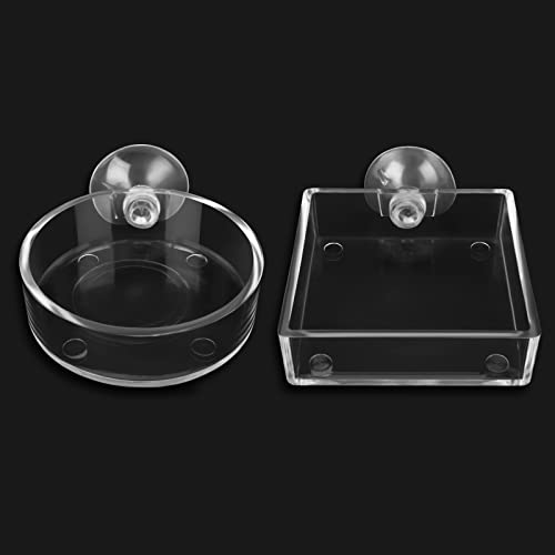 cobee Aquarium Futternapf, 2 Stück Fisch Garnelen Futternapf Acryl Klar Garnelen Futternapf Tank Futternäpfe mit Saugnapf Futter Wasser Schüssel für Reptilien Garnelen Tropische Fische von Cobee