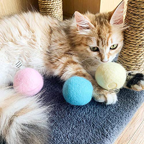 Cocoarm 3PCS Katzenball Spielzeug, mit Tiergeräuschen Interaktives Katzenspielzeug für Bewegung Stimuliert Instinkt WolleEVA Ball Katzenminze Spielzeug (PINK) von Cocoarm