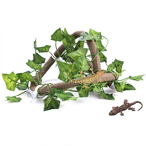 Cocoarm Biegere Reptilienrebe Sichere Rebe für Haustierübung an die Reptilienbox, Geckos, Aquarium, 3,28 Fuß (Essig + Ivyblatt) von Cocoarm