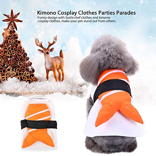 Cocoarm Kleine Größe Hundekleidung mit Kimono Cosplay -Kleidung für Halloween -Weihnachtsfestivalfeiern, Lustige Haustierhundpapler Sushi Chef Kleidung (L) von Cocoarm