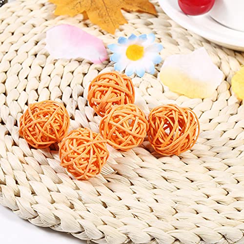 Cocoarm Rattan Ornament Bälle Dekorative Rattan -Balls Handgefertigt Kugeln 20pcs Lebendige Farben für Hochzeitsfeier Geburtstagsdekorfotografie Requisiten (ORANGE) von Cocoarm