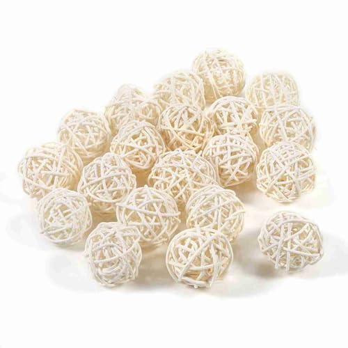 Cocoarm Rattan Ornament Bälle Dekorative Rattan -Balls Handgefertigt Kugeln 20pcs Lebendige Farben für Hochzeitsfeier Geburtstagsdekorfotografie Requisiten (White) von Cocoarm