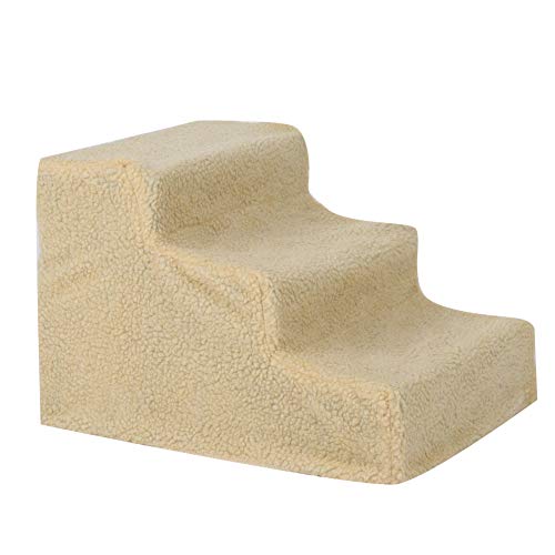 Hundetreppe, Treppe für Bett, rutschfeste Haustiertreppe für Kleine Hunde und Katzen, 3-stufige Hunderampe, PP-Leiter mit Plüschstoffbezug für Hochbettsofa, Verhindert Stürze Hundetreppe, Treppe für Bett, rutschfeste Haustiertreppe für Kleine Hunde und Katzen, 3-stufige Hunderampe, PP-Leiter mit Plüschstoffbezug für Hochbettsofa, Verhindert Stürze von Cocoarm