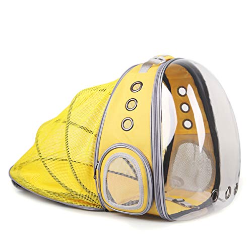 Cocolook Tragbare Cat Reisetasche Breathraumkapsel Expendable transparenter Träger Haustier-Rucksack für Hund Katze Gelb,M von Cocolook