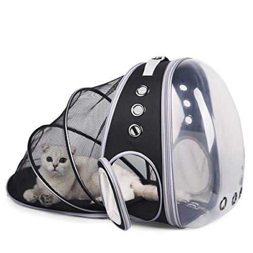 Cocolook Tragbare Cat Reisetasche Breathraumkapsel Expendable transparenter Träger Haustier-Rucksack für Hund Katze Schwarz,M von Cocolook