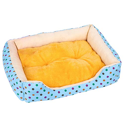 Cocolook Warm Hundebett Mat Soft-Hundehütte Plüsch Bett wasserdichtes Tuch Nest Puppy Pet Supplies Blauer Punkt,57x45x13cm von Cocolook