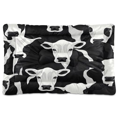 Coikll Haustierbettunterlage mit Kuh-Druck, weiche Hundebett-Matte mit rutschfester Unterseite, maschinenwaschbar, Matratze zum Schlafen von Hunden, 91,4 x 61 cm von Coikll