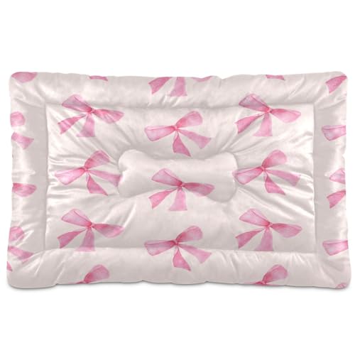 Coikll Haustierbettunterlage mit Schleife, weich, mit rutschfester Unterseite, maschinenwaschbar, 61 x 45,7 cm, Rosa von Coikll