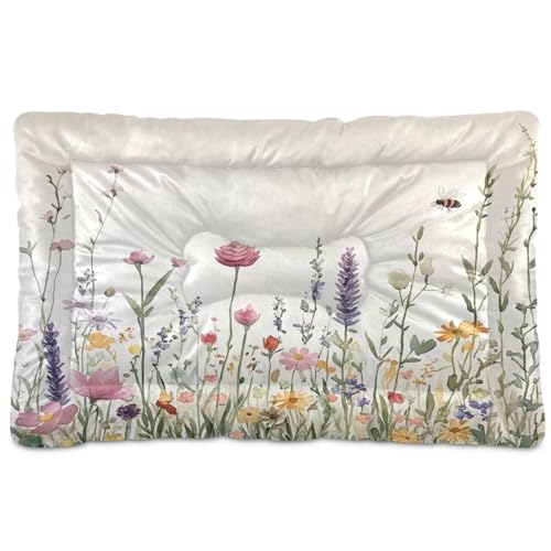 Coikll Wildblumen-Haustierbett, weiche Hundebett-Matte mit rutschfester Unterseite, maschinenwaschbar, Matratze, zum Schlafen von Hunden, 61 x 45,7 cm von Coikll