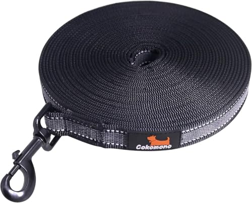 Cokomono Schleppleine für Hunde, 5m Hundeleine mit Reflektoren, Trainingsleine für Kleine bis Große Hunde, Schwarz von Cokomono