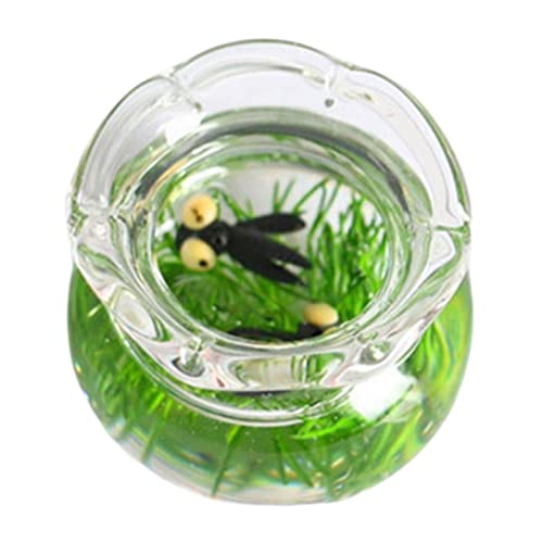 Colcolo 1/12 Fischglas Goldfischglas Schreibtisch Aquarium Fischglas Zubehör Puppenhaus Home Ornament Dekoration - Schwarz von Colcolo
