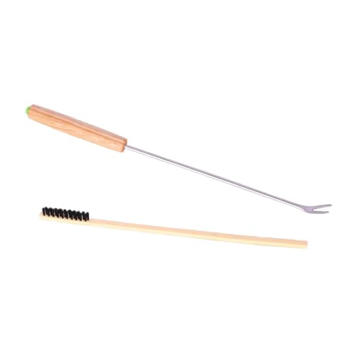 Colcolo 2 x Vogelkäfigreiniger, Reinigungsgabel und Bürste, ergonomischer Griff, Kotentferner, Reinigungswerkzeuge für kleine gefiederte Freunde, Holzgriff von Colcolo