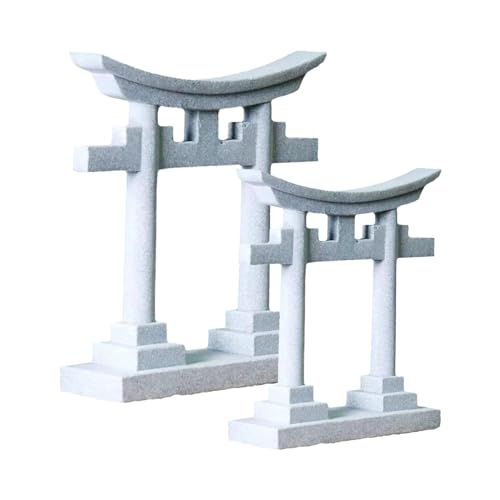 Colcolo 2X Torii-Tor aus Steinimitat, realistische PVC-Miniaturstatue, japanische Aquarium-Dekoration, Torii-Miniaturornament von Colcolo
