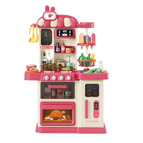Colcolo 47-teiliges Küchenspielset, Spielzeug-Lebensmittel- und Kochgeschirr-Set, Spielspüle, realistisches Spielset zum Vortäuschen von Lebensmitteln und, Rot von Colcolo