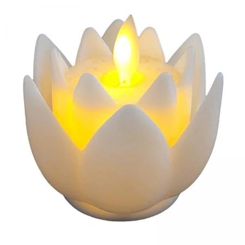 Colcolo 4X LED Lotus Buddhistische Lampe, LED Teelichter, Kerze, Flackernde Meditation, Festival, Feier, Lotus Lampe, Elektrische Kerzenlichter für Kaminsims von Colcolo