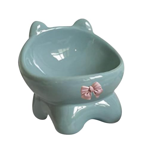 Colcolo Angehobene Katzenschalen -Snack -Behälter tragbarer Schutz des Haustiers Non Slip Ceramic Waterer und Feeder für Welpenkätzchen Innenkatzen, Blau von Colcolo