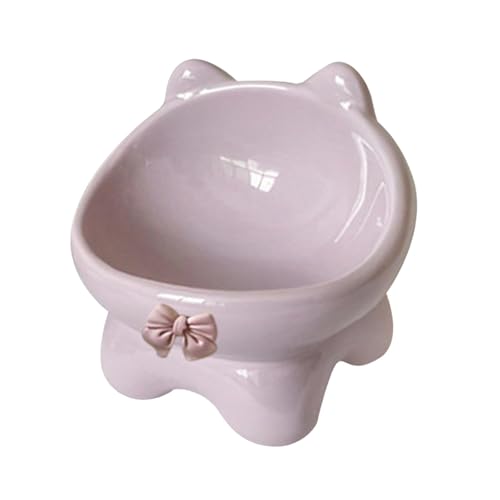 Colcolo Angehobene Katzenschalen -Snack -Behälter tragbarer Schutz des Haustiers Non Slip Ceramic Waterer und Feeder für Welpenkätzchen Innenkatzen, Violett von Colcolo