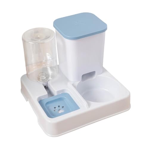 Colcolo Automatische Katzenfutter- und Trinkschale Praktische Selbstabgabe 2 in 1 Feeder- und Wasserspender für Hunde Hase, Blau Weiss von Colcolo