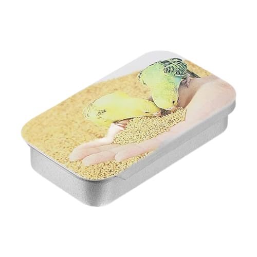 Colcolo Bird Feeder Box Handheld Feeder Food Jar -Spender leerer Metallschieberabdeckung Hülle Push Pull Treat Box für Wellenlosenpapagei, Style A von Colcolo