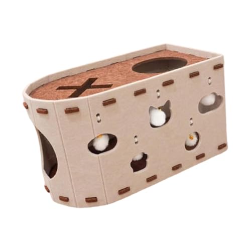 Colcolo Cat House für mehrere Katzen mit interaktivem Loch tragbarem Atmungsfrei verhindert Möbelschaden Tunnel Lounge Bett, Beige von Colcolo