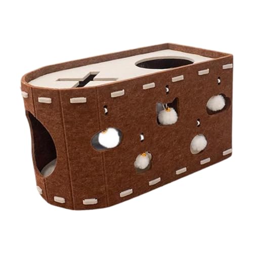 Colcolo Cat House für mehrere Katzen mit interaktivem Loch tragbarem Atmungsfrei verhindert Möbelschaden Tunnel Lounge Bett, Braun von Colcolo